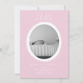 Pastel Light Pink Baby Announction Card Karte (Vorderseite)
