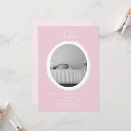 Pastel Light Pink Baby Announction Card Karte