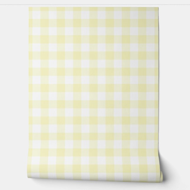 Pastel Light Yellow Check Buffalo Plaid Tapete (Abrollen)