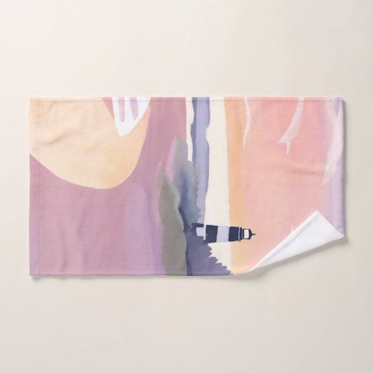 Pastel Lighthouse | Küstenstrand Wasserfarbe Handtuch (Handtuch)