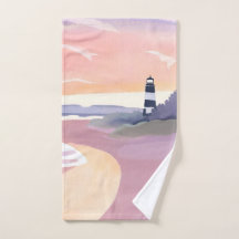 Pastel Lighthouse | Küstenstrand Wasserfarbe