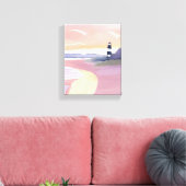 Pastel Lighthouse | Küstenstrand Wasserfarbe Leinwanddruck (Insitu (Wohnzimmer))