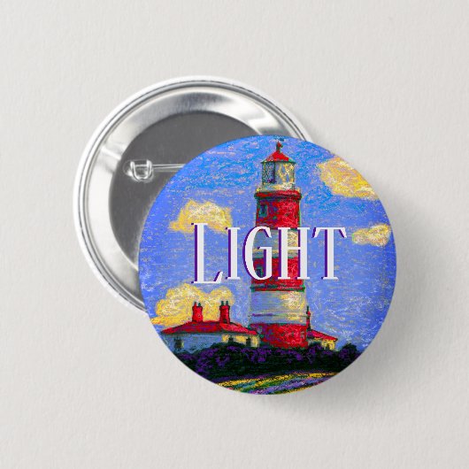 Pastel Lighthouse und Lavendel Fields & your Text Button (Vorne & Hinten)