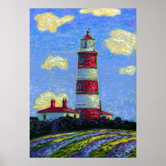Pastel Lighthouse und Lavender Fields Canvas Print Poster (Vorne)