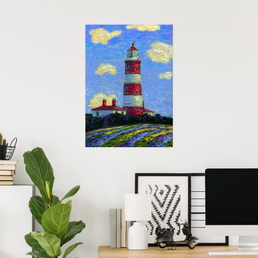 Pastel Lighthouse und Lavender Fields Canvas Print Poster (Heimbüro)