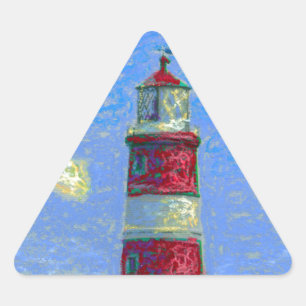Pastel Lighthouse und Lavenderfelder Dreieckiger Aufkleber