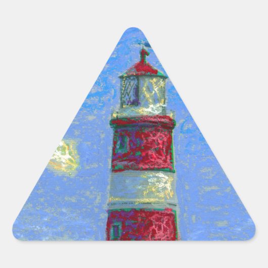 Pastel Lighthouse und Lavenderfelder Dreieckiger Aufkleber (Vorderseite)