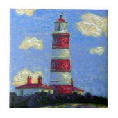Pastel Lighthouse und Lavenderfelder Fliese (Vorderseite)