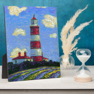 Pastel Lighthouse und Lavenderfelder Fotoplatte