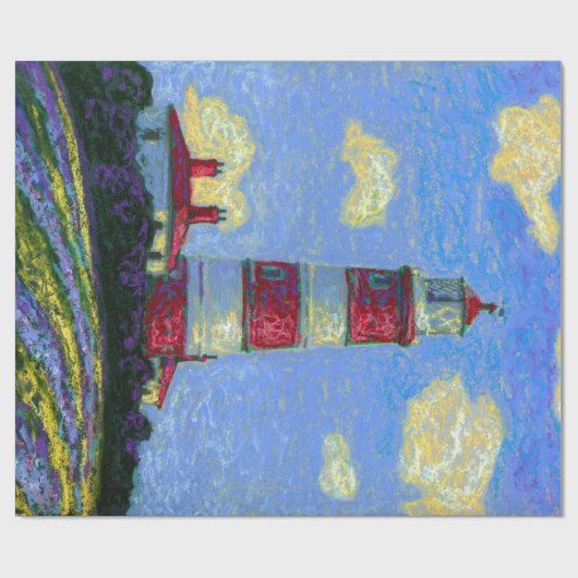 Pastel Lighthouse und Lavenderfelder Geschenkpapier (Flach)