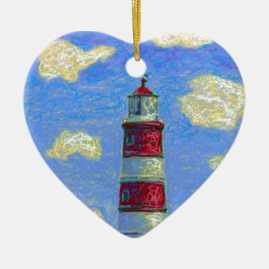 Pastel Lighthouse und Lavenderfelder Keramikornament (Vorne)