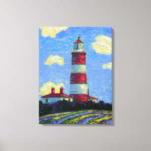 Pastel Lighthouse und Lavenderfelder Leinwanddruck