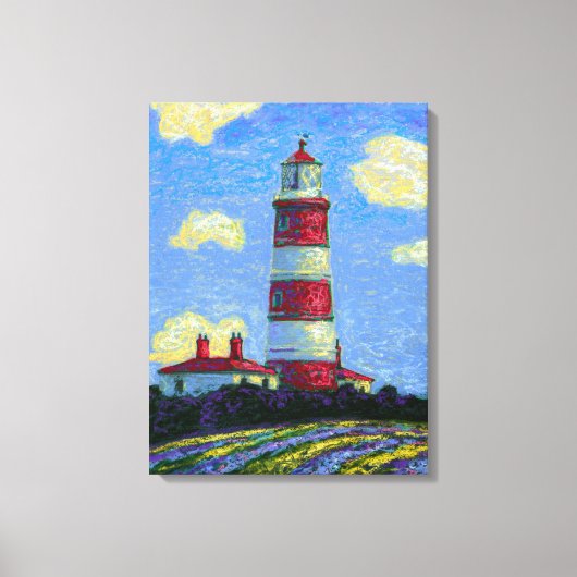 Pastel Lighthouse und Lavenderfelder Leinwanddruck (Vorderseite)
