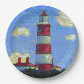Pastel Lighthouse und Lavenderfelder Pappteller (Vorderseite)