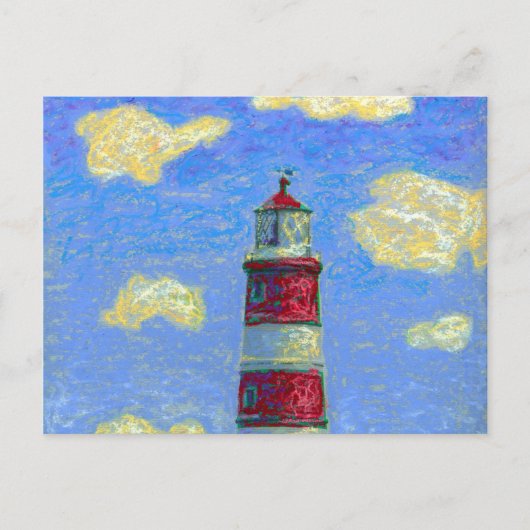Pastel Lighthouse und Lavenderfelder Postkarte (Vorderseite)