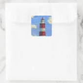 Pastel Lighthouse und Lavenderfelder Quadratischer Aufkleber (Tasche)