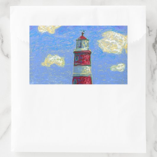 Pastel Lighthouse und Lavenderfelder Rechteckiger Aufkleber (Tasche)