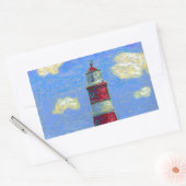 Pastel Lighthouse und Lavenderfelder Rechteckiger Aufkleber (Umschlag)