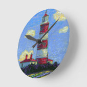 Pastel Lighthouse und Lavenderfelder Runde Wanduhr (Winkel)