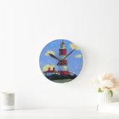 Pastel Lighthouse und Lavenderfelder Runde Wanduhr (Zuhause)