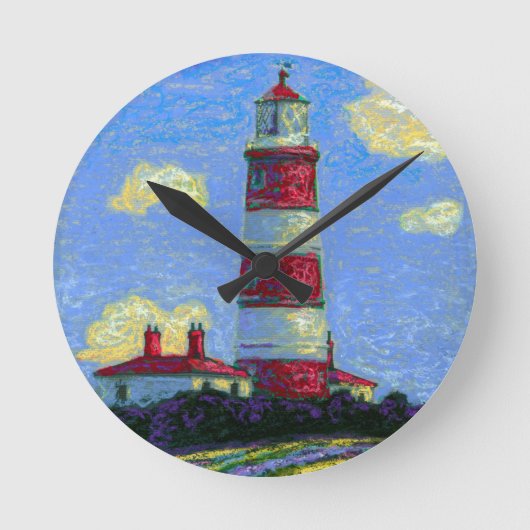 Pastel Lighthouse und Lavenderfelder Runde Wanduhr (Vorderseite)