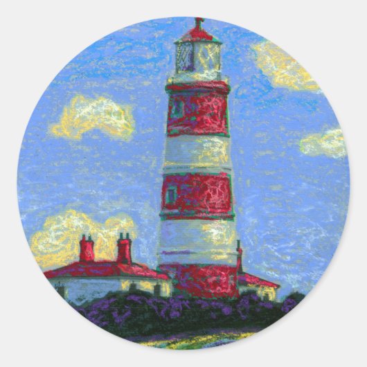 Pastel Lighthouse und Lavenderfelder Runder Aufkleber (Vorderseite)