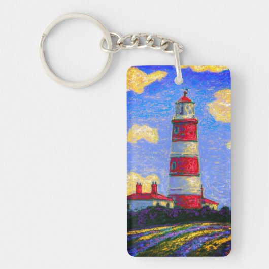 Pastel Lighthouse und Lavenderfelder Schlüsselanhänger (Vorderseite)