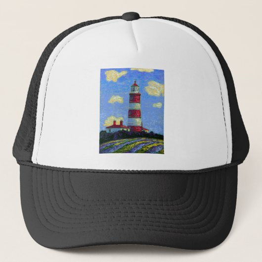 Pastel Lighthouse und Lavenderfelder Truckerkappe (Vorderseite)
