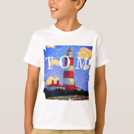 Pastel Lighthouse und Name T-Shirt