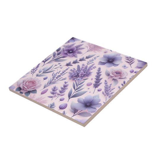 Pastel Lila ästhetische Lavender Blume Fliese (Seite)