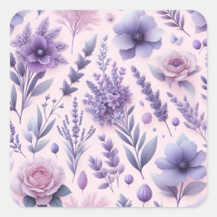 Pastel Lila ästhetische Lavender Blume Quadratischer Aufkleber
