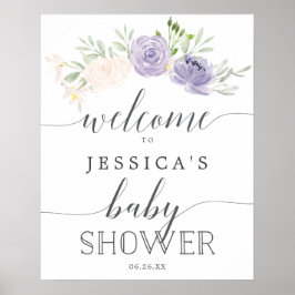 Pastel Lila Baby Dusche Begrüßungszeichen Poster
