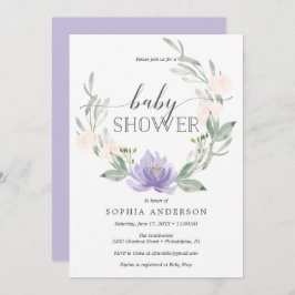 Pastel Lila Baby Dusche Einladung