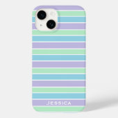 Pastel Lila Blaue Streifen Personalisiert Case-Mate iPhone Hülle (Rückseite)