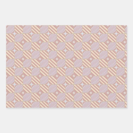 Pastel Lila Blue Pink Geometric Batik Muster Geschenkpapier Set (Vorderseite 3)