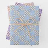 Pastel Lila Blue Pink Geometric Batik Muster Geschenkpapier Set (Beispiel)
