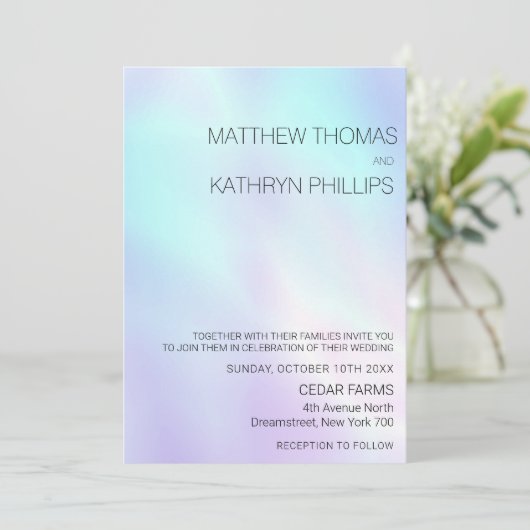 Pastel Lila Blue Wedding Einladung (Stehend Vorderseite)