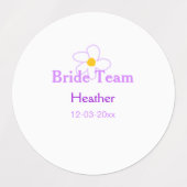 Pastel lila Blume Brautjungfrau-Team boho mo Etiketten (Design 2)
