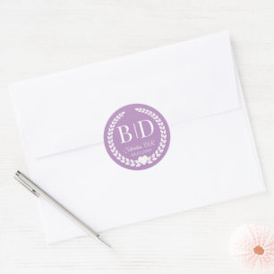 Pastel Lila Bridge and Groom Monogram Wedding Runder Aufkleber