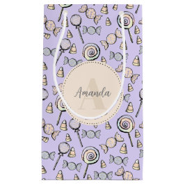 Pastel Lila Candy Theme Monogramm und Name Kleine Geschenktüte