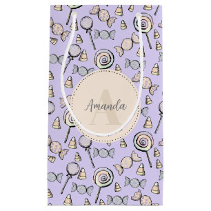 Pastel Lila Candy Theme Monogramm und Name Kleine Geschenktüte