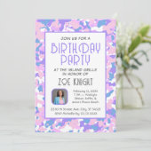 Pastel Lila Confetti Geburtstagsparty Einladung (Stehend Vorderseite)