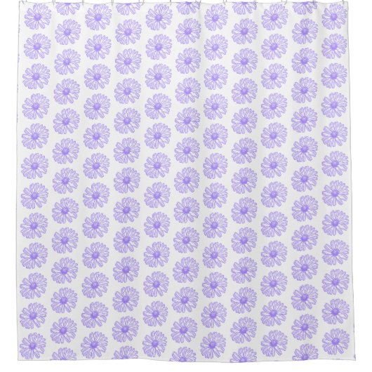 Pastel Lila Daisy Blume Print, Hippie Floral Duschvorhang (Vorderseite)