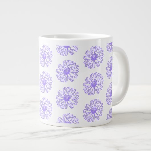Pastel Lila Daisy Blume Print, Hippie Floral Jumbo-Tasse (Vorderseite Rechts)