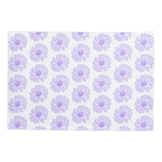 Pastel Lila Daisy Blume Print, Hippie Floral Kissenbezug (Rückseite)