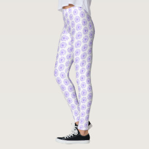 Pastel Lila Daisy Blume Print, Hippie Floral Leggings