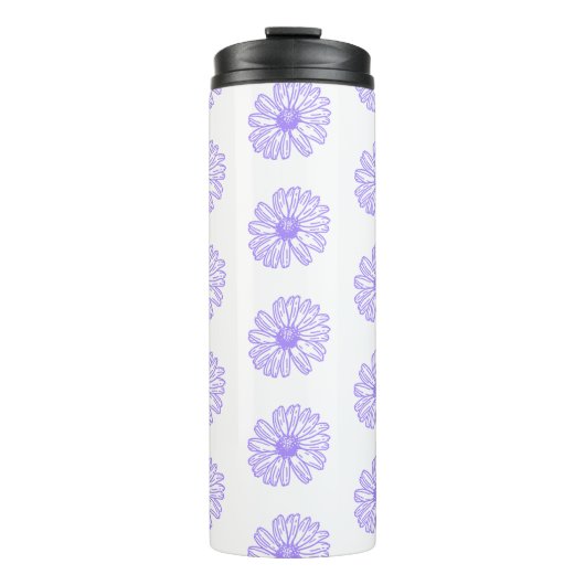 Pastel Lila Daisy Blume Print, Hippie Floral Thermosbecher (Vorderseite)