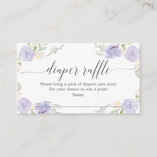 Pastel Lila Diaper Raffle Babyduschkarte Begleitkarte (Vorderseite)