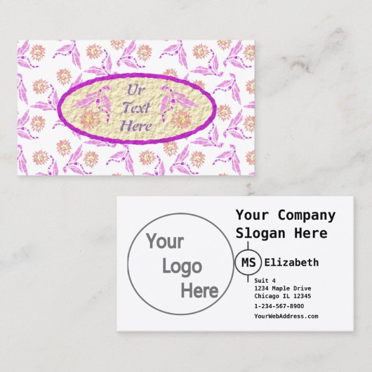 Pastel Lila Dragon Pattern Visitenkarte (Vorne/Hinten)