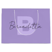 Pastel Lila | Elegantes handgeschriebenes Namenssc Große Geschenktüte (Vorderseite)